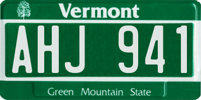VT license plate AHJ941
