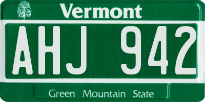 VT license plate AHJ942