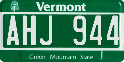 VT license plate AHJ944