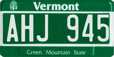 VT license plate AHJ945