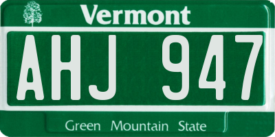 VT license plate AHJ947