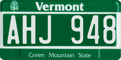 VT license plate AHJ948