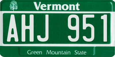 VT license plate AHJ951