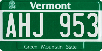 VT license plate AHJ953