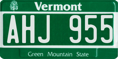 VT license plate AHJ955