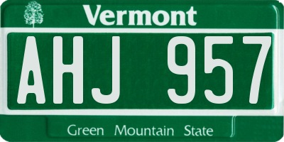 VT license plate AHJ957