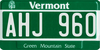 VT license plate AHJ960