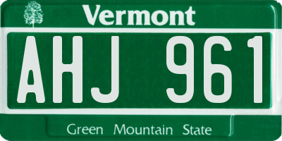 VT license plate AHJ961