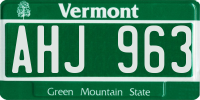 VT license plate AHJ963