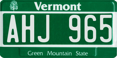 VT license plate AHJ965