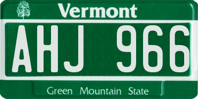 VT license plate AHJ966