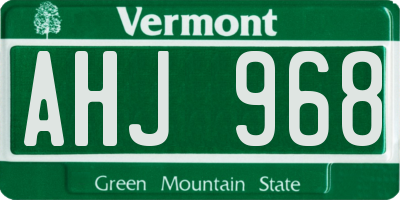 VT license plate AHJ968