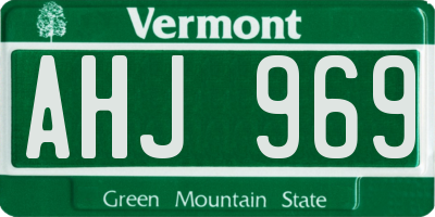 VT license plate AHJ969