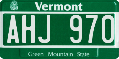 VT license plate AHJ970
