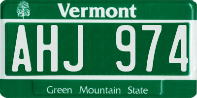 VT license plate AHJ974