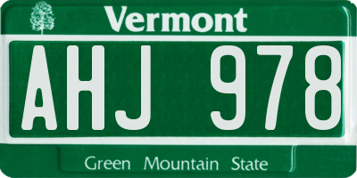 VT license plate AHJ978