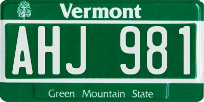 VT license plate AHJ981