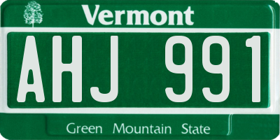 VT license plate AHJ991