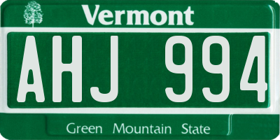 VT license plate AHJ994