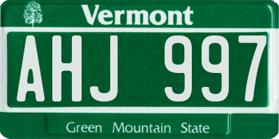 VT license plate AHJ997