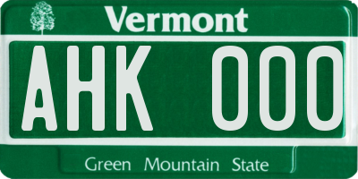 VT license plate AHK000