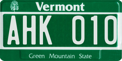VT license plate AHK010