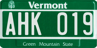 VT license plate AHK019