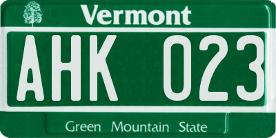 VT license plate AHK023