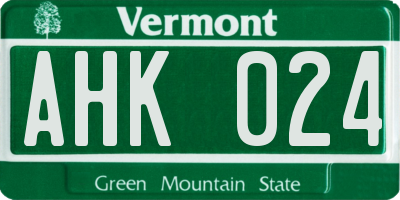 VT license plate AHK024