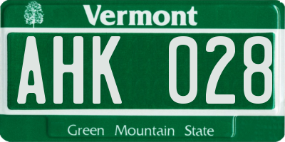 VT license plate AHK028