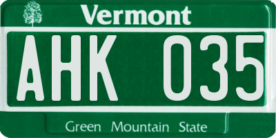 VT license plate AHK035