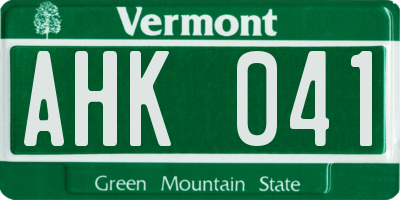 VT license plate AHK041