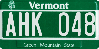 VT license plate AHK048