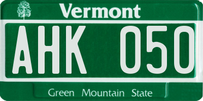 VT license plate AHK050