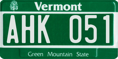 VT license plate AHK051