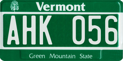 VT license plate AHK056