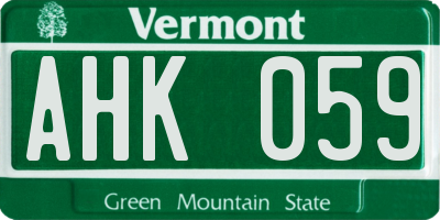 VT license plate AHK059