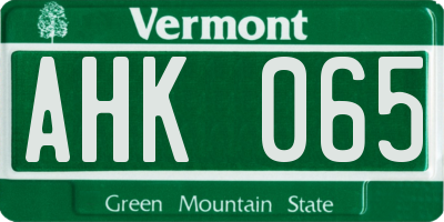 VT license plate AHK065