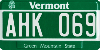 VT license plate AHK069