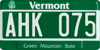 VT license plate AHK075