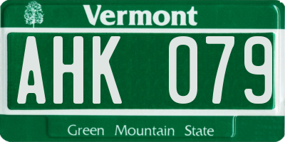 VT license plate AHK079