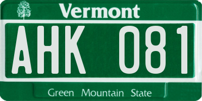 VT license plate AHK081