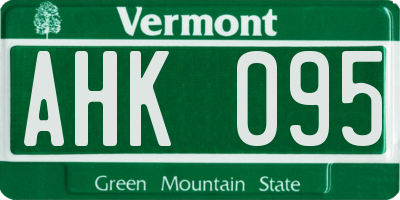 VT license plate AHK095