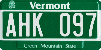 VT license plate AHK097