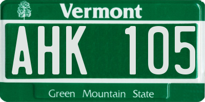 VT license plate AHK105