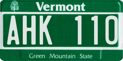 VT license plate AHK110