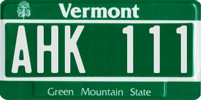 VT license plate AHK111