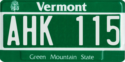 VT license plate AHK115