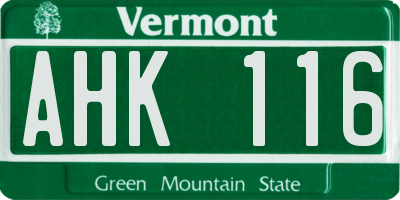 VT license plate AHK116