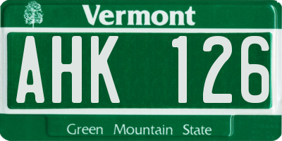 VT license plate AHK126